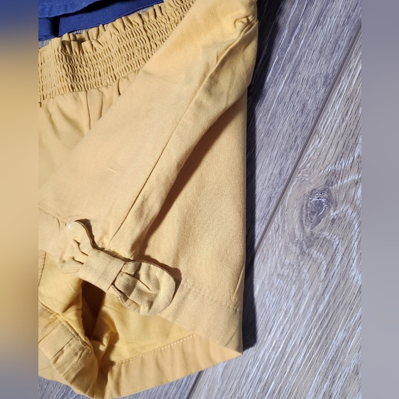 Girls Boho 2 piece mustard yellow shorts, navy sleeveless blouse set Sz 4T - Picture 7 of 9